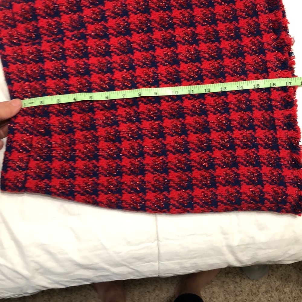 IRO Quisera Red/Blue Frayed Metallic Tweed Mini Skirt Size 34 US 2(XS) - Picture 5 of 7